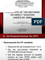 Highlights of The Reforms On Direct Taxation UNDER RA 10963: National Tax Research Center