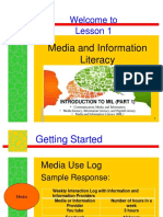 Welcome To Lesson 1: Media and Information Literacy