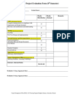 Final Year Project Evaluation Form (8 Semester) : Project Deliverables Marks Distribution Marks Obtained Remarks