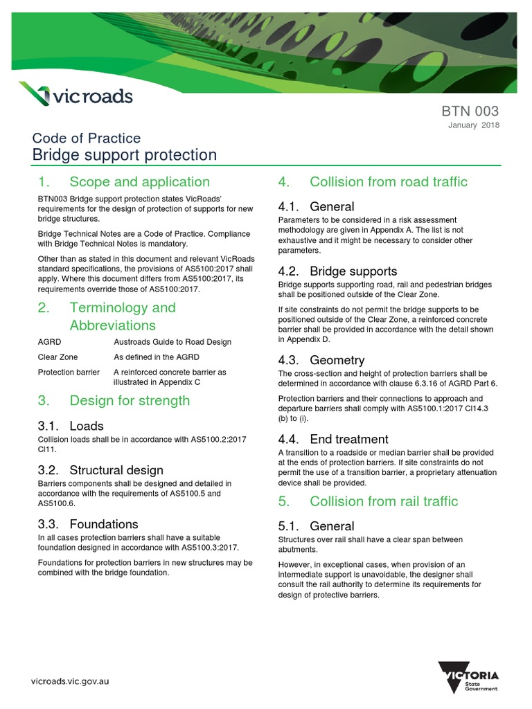 Bridge Support Protection Guidelines | PDF | Traffic | Road