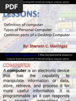 Definition of Computer Types of Personal Computer Common Parts of A Desktop Computer