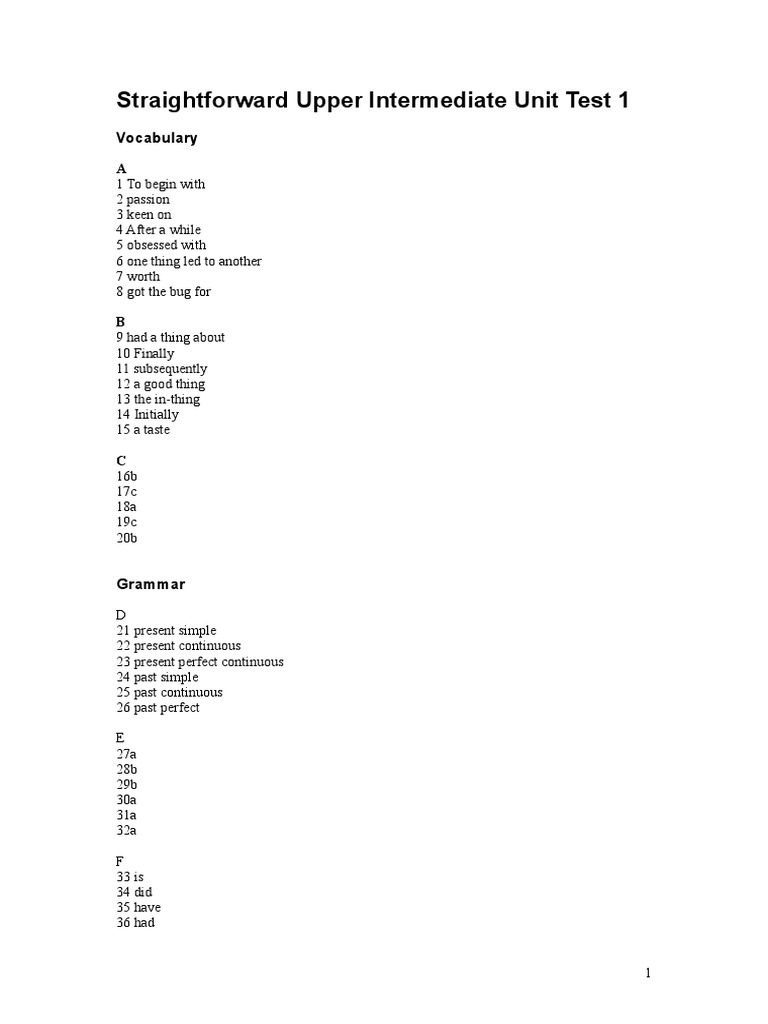 Unit 1 Test Key | PDF