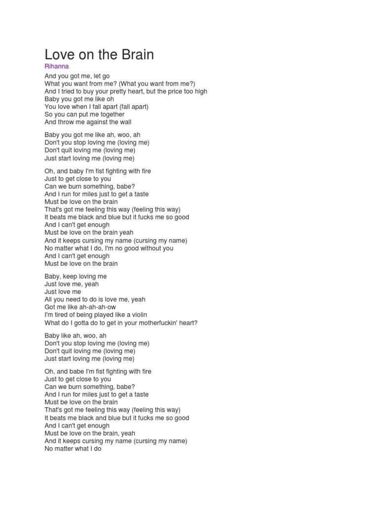 LOVE ON THE BRAIN LYRICS by RIHANNA: And you got me