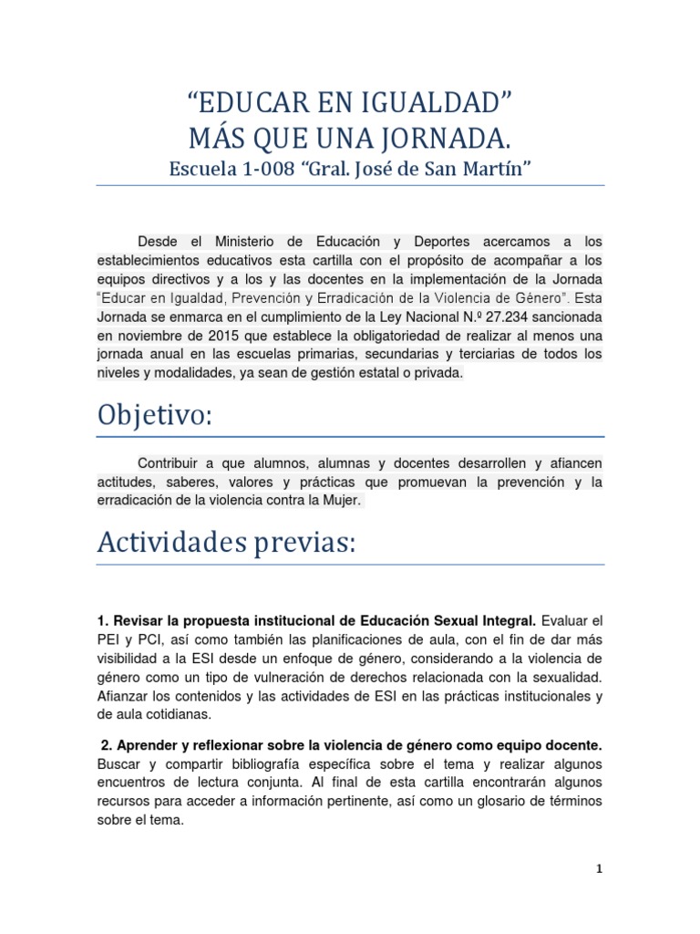 Educar en Igualdad y Prevención de Violencia | PDF | La violencia ...