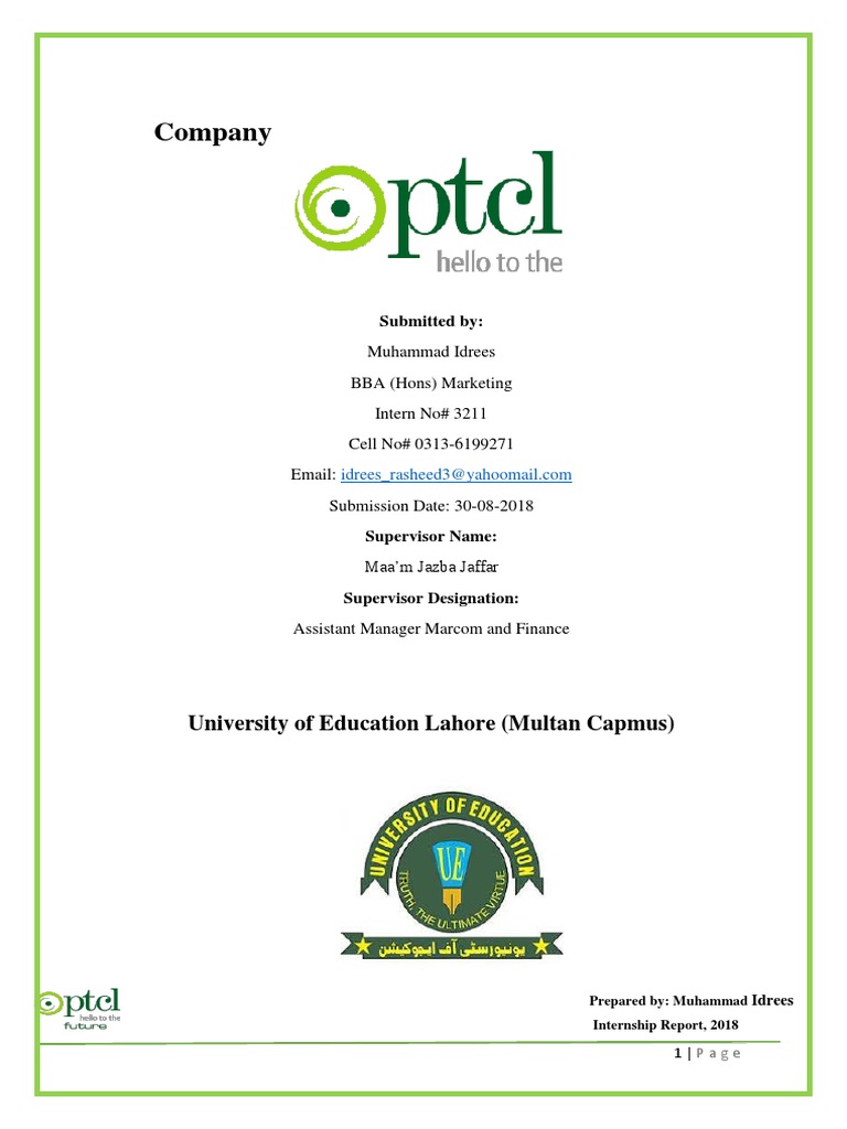 Idrees Marketing Internship Report | PDF | Electronics | Telecommunications