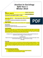 Introduction To Sociology Sjsu Soci 1 Winter 2014: Class Days/Time: Motuwethfr 9:00am - 12:10Pm