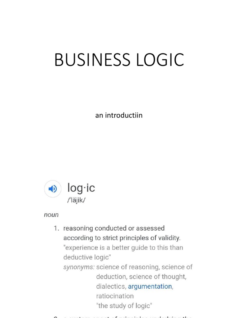 Business Logic 1 | PDF