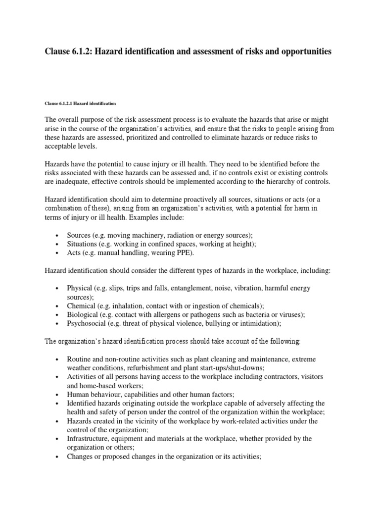 ISO 45001: Hazard Identification & Risk Assessment | PDF | Risk ...