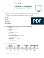 Midterm Second Long Quiz - Introduction To Computing