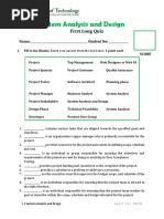 First Long Quiz - SAD