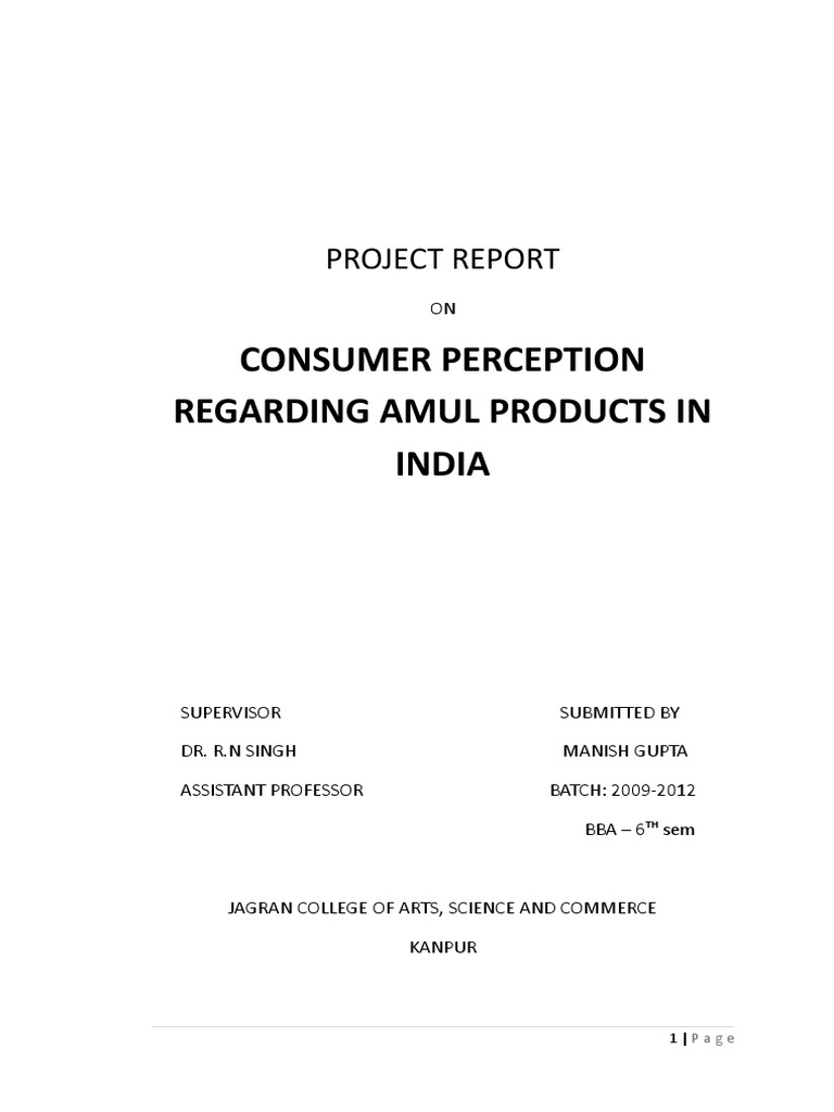 Amul Products: Consumer Perception Report | PDF | Milk | Economies