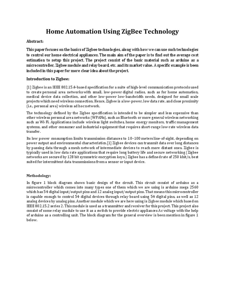Home Automation Using Zigbee Technology: Abstract | PDF ...