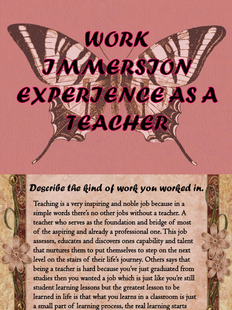 Teacher's Reflection on Work Immersion | PDF | Teachers | Motivation
