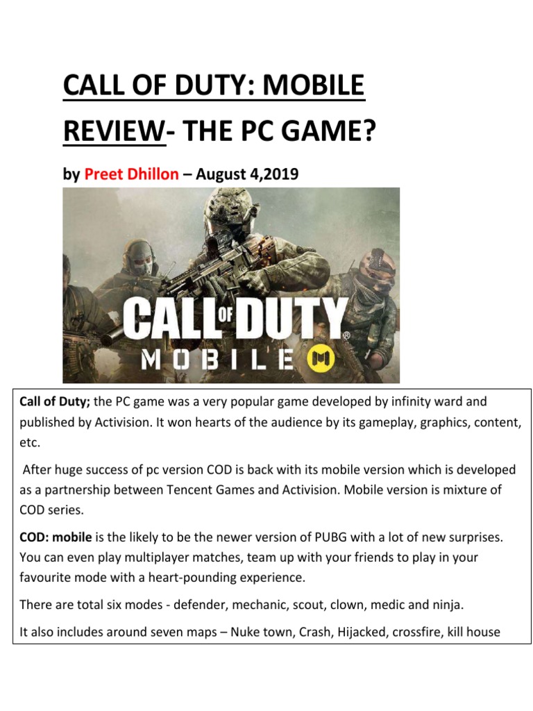 Call of Duty: Mobile Game Review | PDF