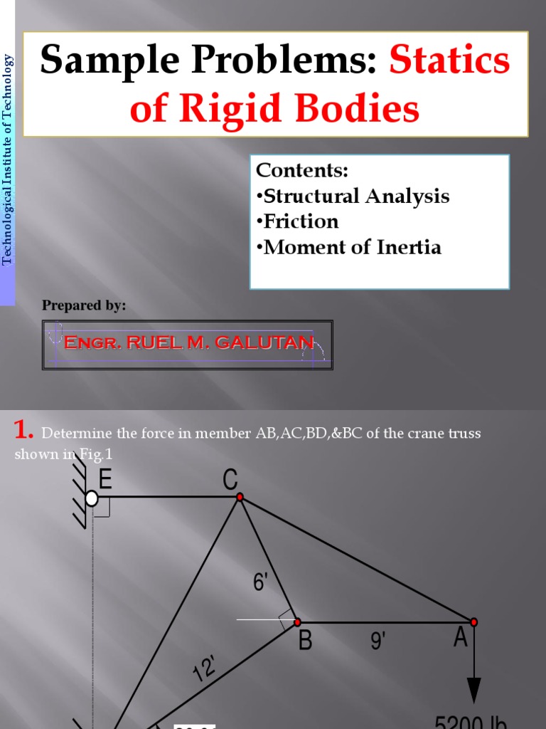 Statics of Rigid Bodies PDF | PDF | Cartesian Coordinate System | Friction