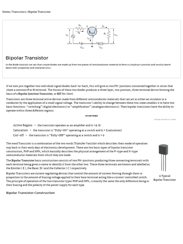 Bipolar Transistor Tutorial, The BJT Transistor Circuit Diagram