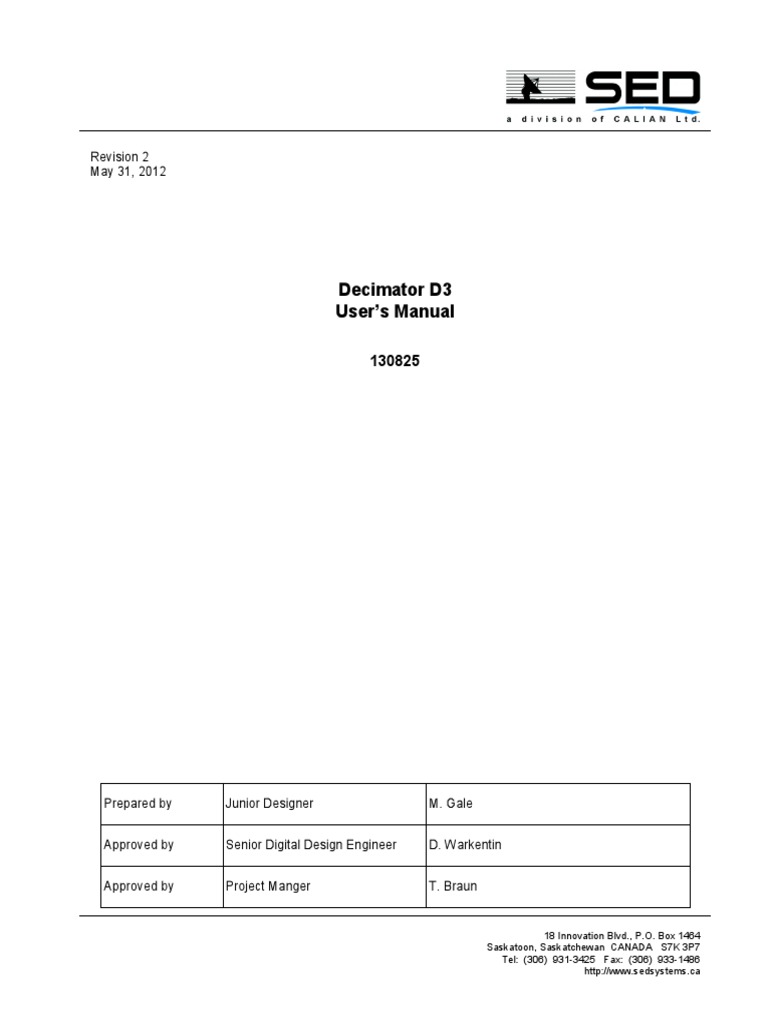 D3 Decimator Manual PDF Port Networking) Computer Network