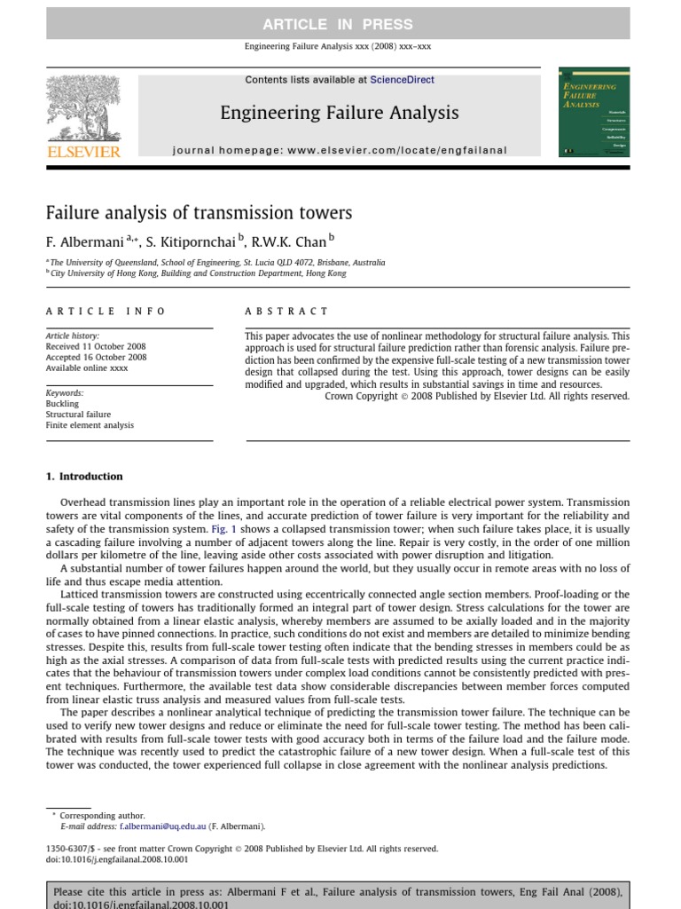 Failure Analysis of Transmission Towers | PDF | Buckling | Yield ...