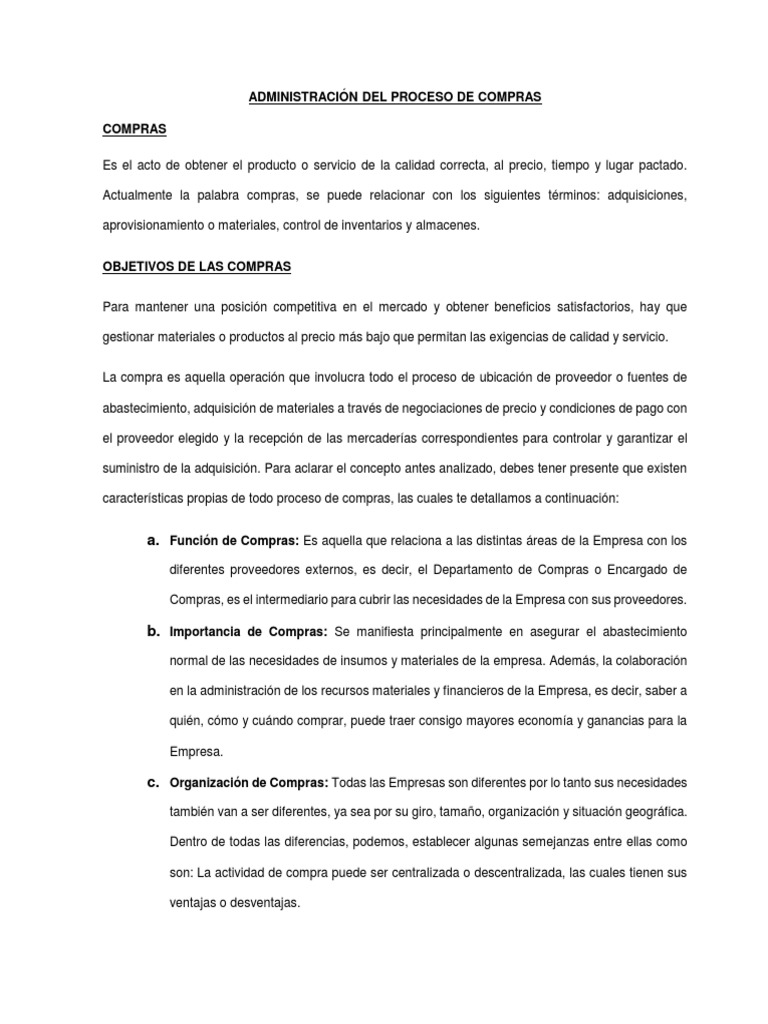Administración Del Proceso de Compras | PDF | Calidad (comercial) | Precios