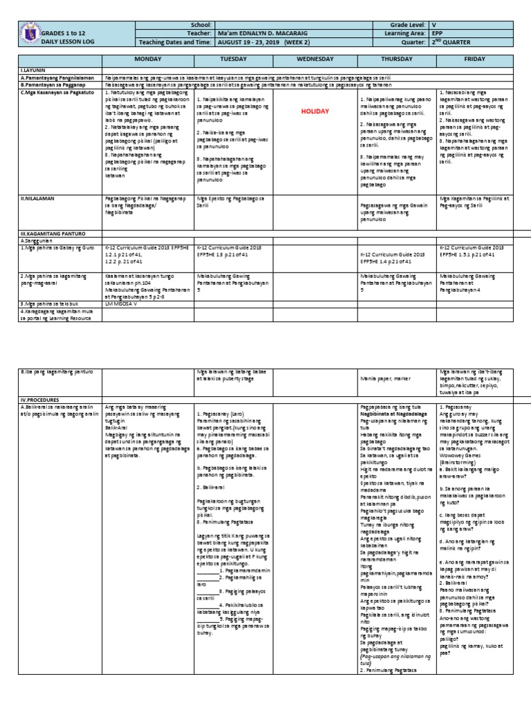Epp 5 - Q2 - W2 DLL | PDF