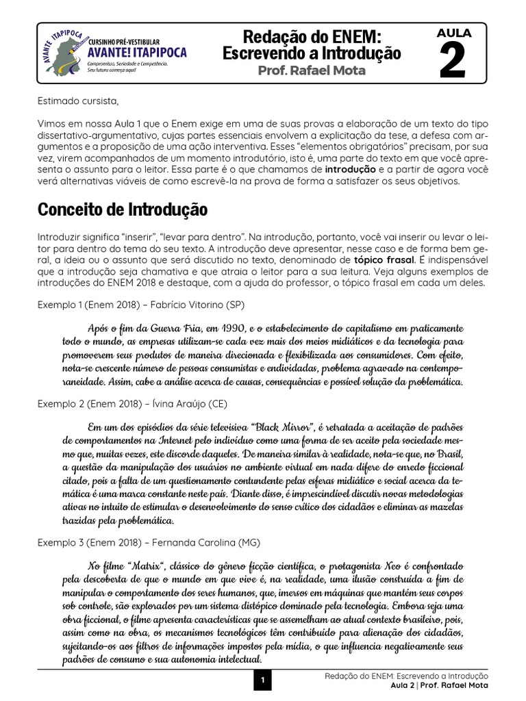Introdução na Redação do ENEM | PDF | Brasil | Humano