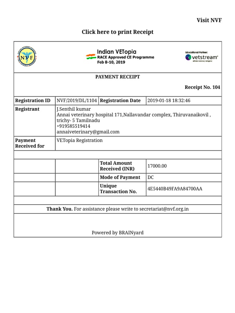 NVF Payment Receipt | PDF