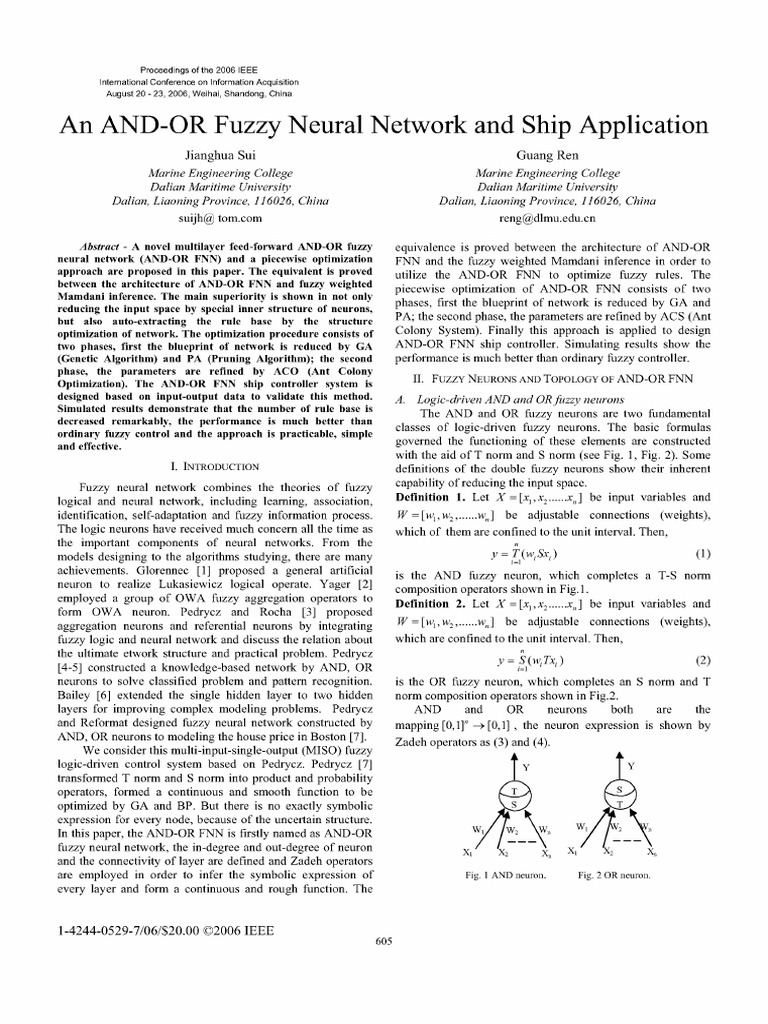 AnD And-Or Fuzzy Neural Network and Ship Application 04097727 | PDF ...