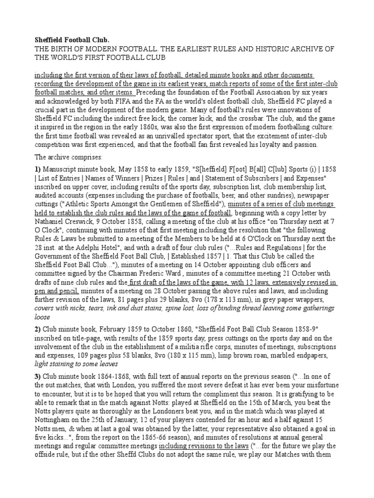 学術書＂Football In Sheffield＂FA競技規則成立の歴史 学術書＂Football In Sheffield＂FA競技規則成立の歴史 - 洋書