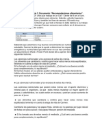 Evidencia 3. Documento "Recomendaciones Alimentarias".