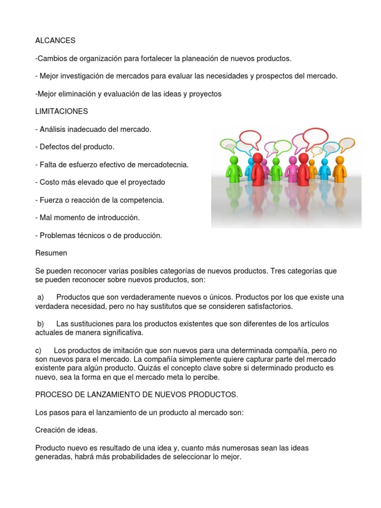 Alcances y Limitaciones de Un Nuevo Producto en El Mercado