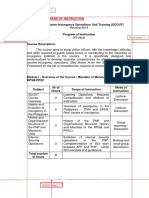 Sample of Program of Instruction: Framework For The List of Competencies Required of Maneuver Units)