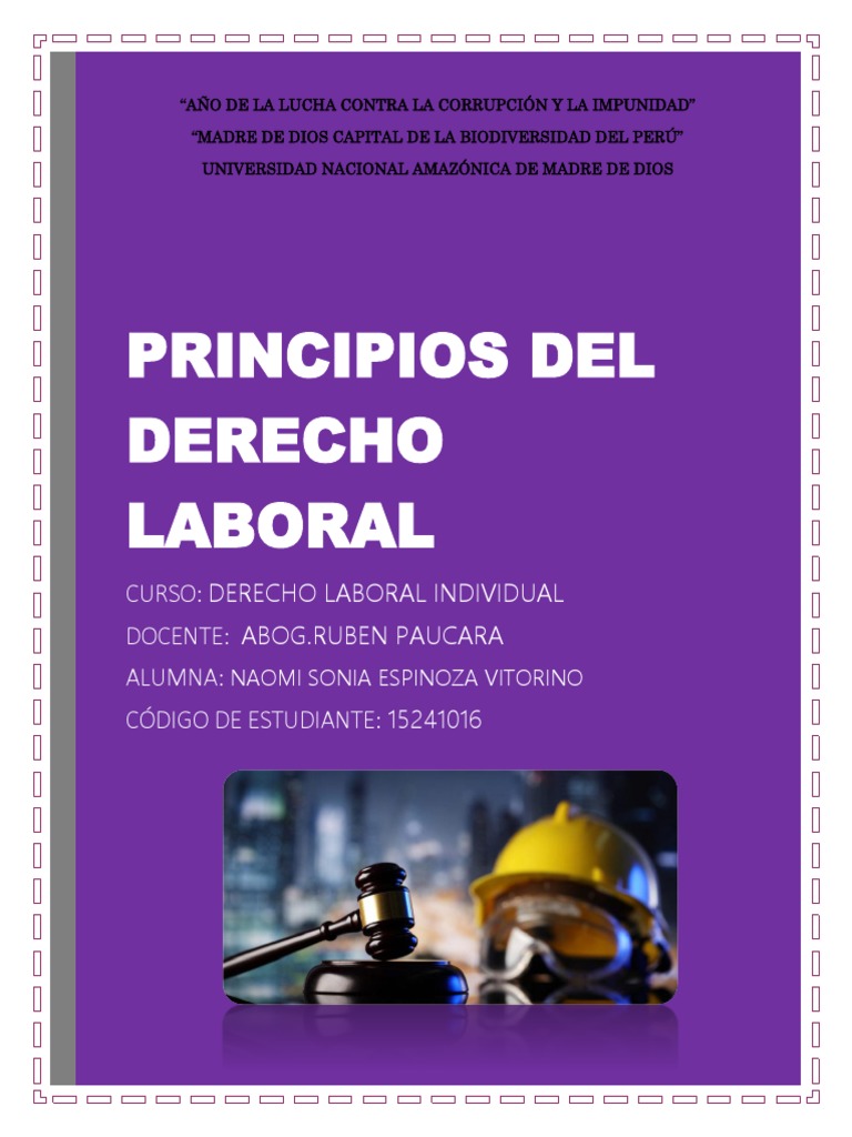 Principios del Derecho Laboral Peruano | PDF | Derecho laboral ...