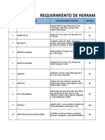 Especificaciones Tecnicas de Herramientas y Materiales