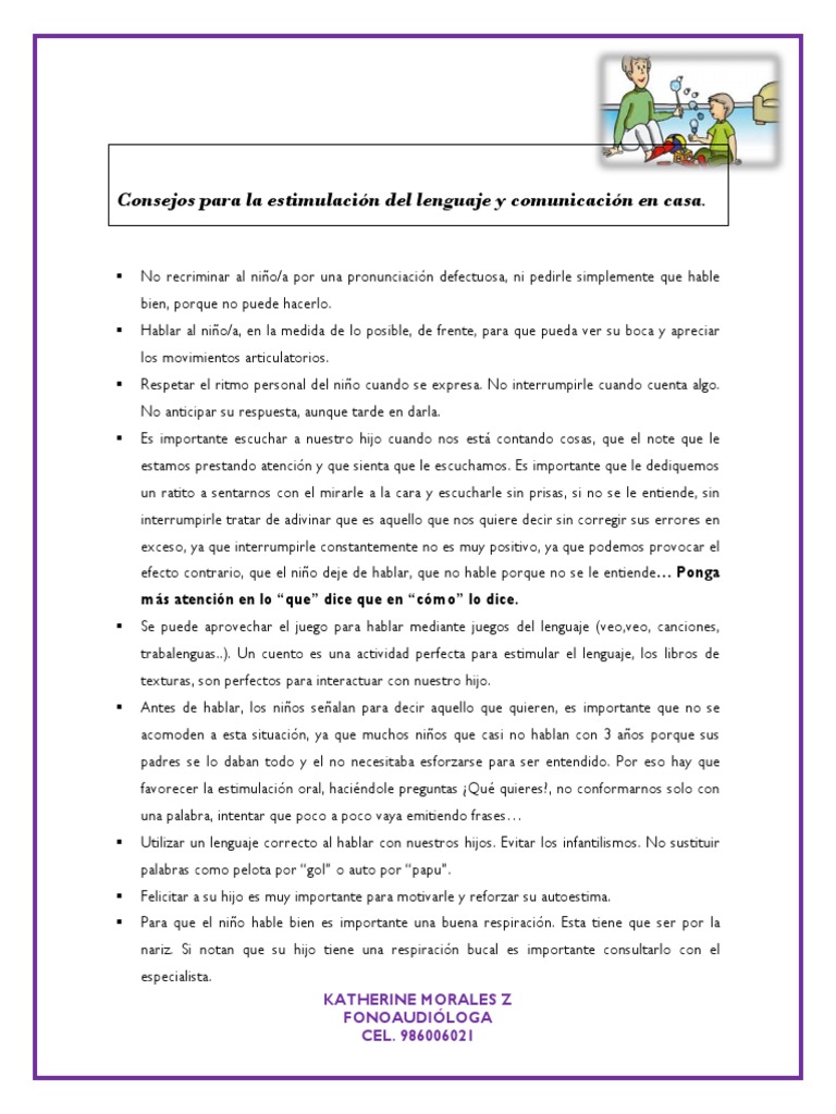 Consejos para La Estimulación Del Lenguaje y Comunicación en Casa | PDF ...