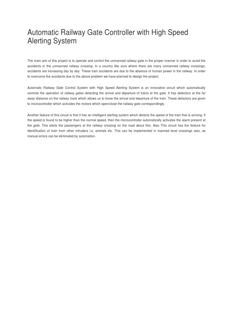 Automatic Railway Gate Control System | PDF | Rail Transport | Sensor