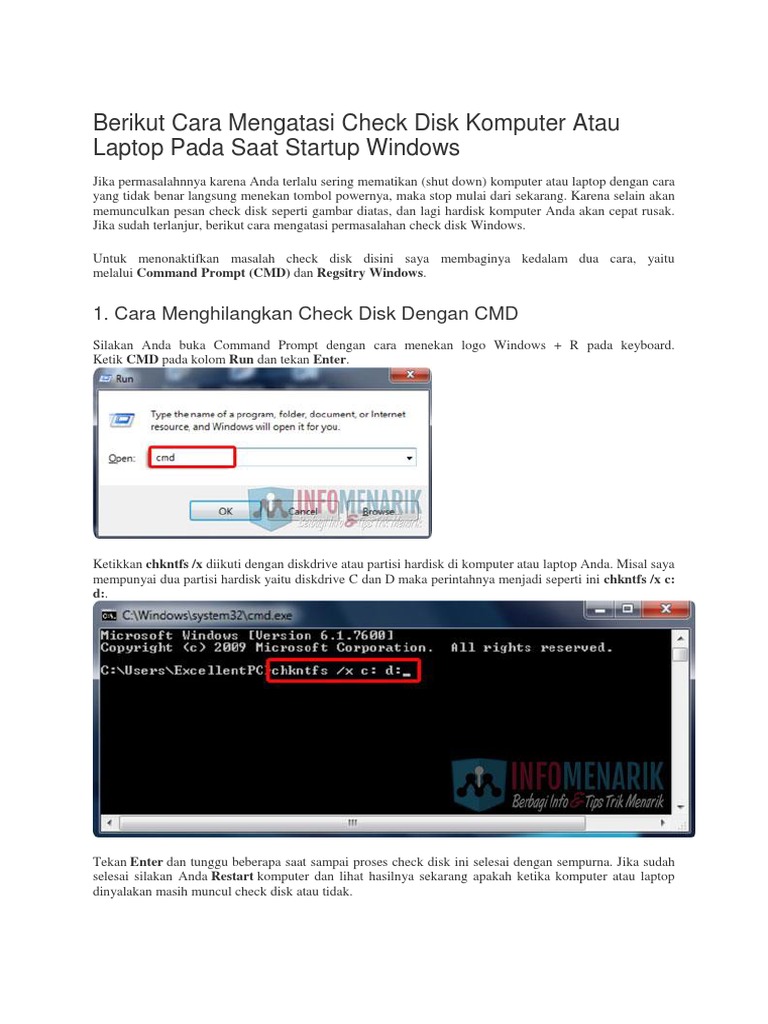 Berikut Cara Mengatasi Check Disk Komputer Atau Laptop Pada Saat ...