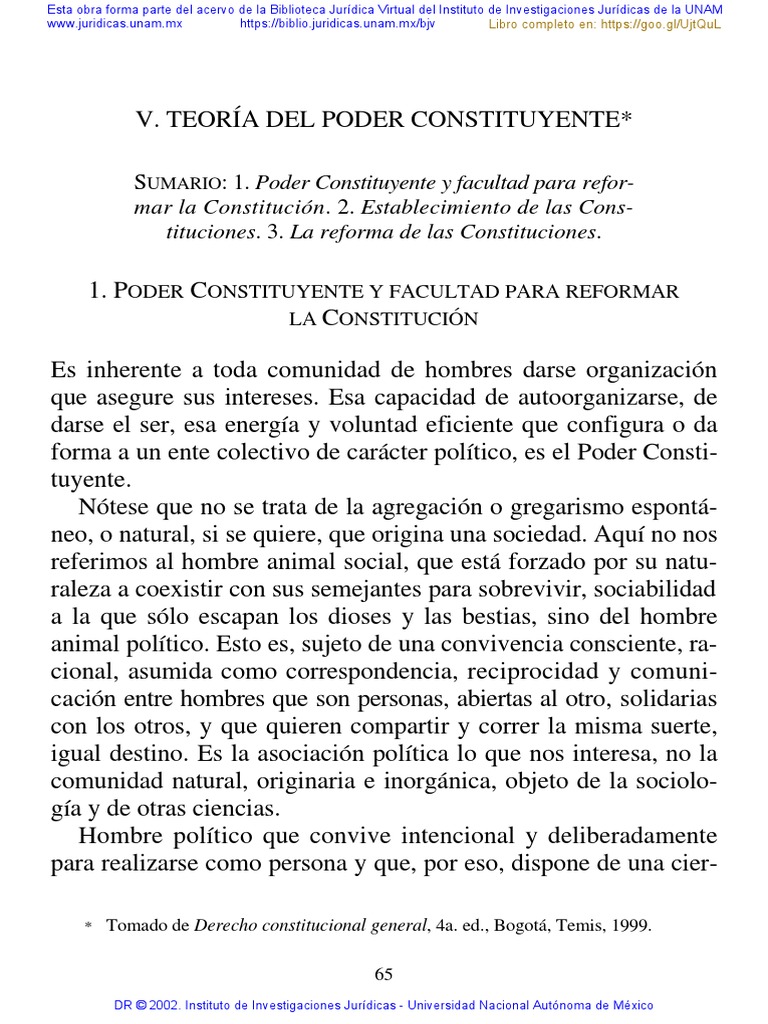 Teoría Del Poder Constituyente PDF | PDF | Constitución | Democracia