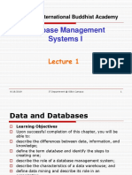 Database Management Systems I - Lecture 1