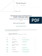 SAP Storage Usage and Requirements TCodes (Transaction Codes)