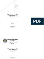 Theology V: Commission On Higher Education Region V (Bicol) Our Lady of Salvation College Tiwi, Albay