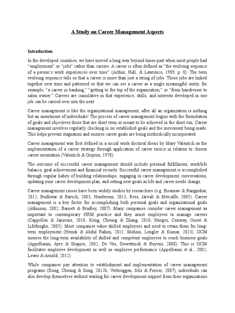 A Study On Career Management | PDF | Human Resource Management | Employment