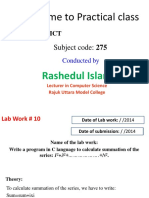 Welcome To Practical Class: Subject Code: 275