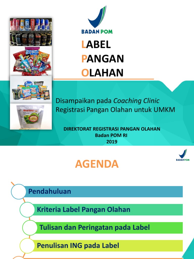 Pedoman Label Pangan Olahan BPOM | PDF