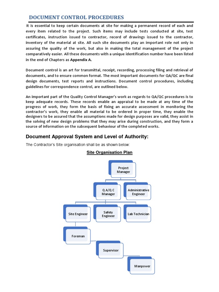 Document Control Procedure PDF Quality Assurance Concrete