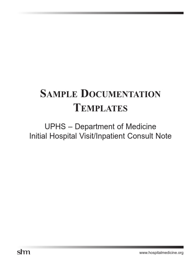 Initial Hospital Visit Inpatient Consult Note  PDF  Patient Within Consult Note Template