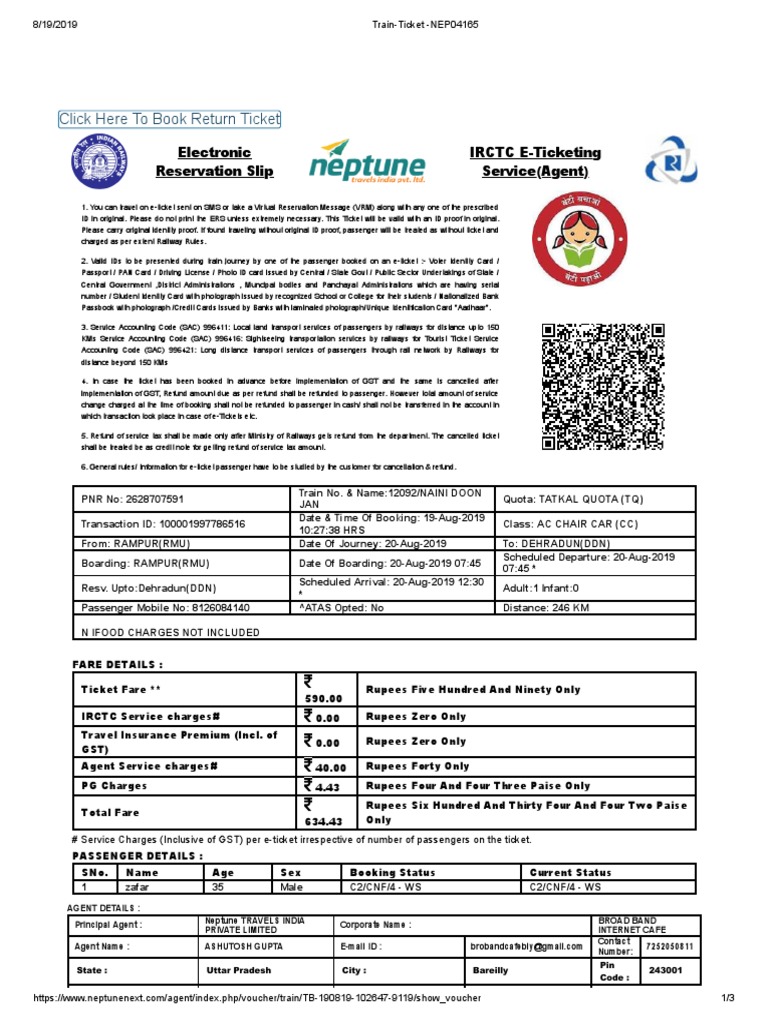 Train Ticket NEP04165 | PDF | Identity Document | Ticket (Admission)