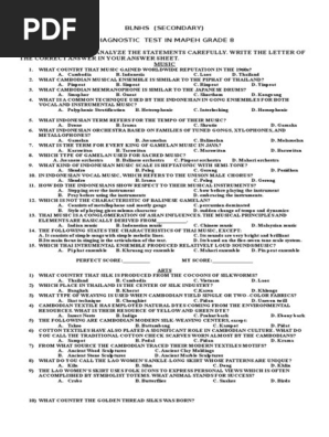MAPEH-GRADE 8 Diagnostic Test 2019