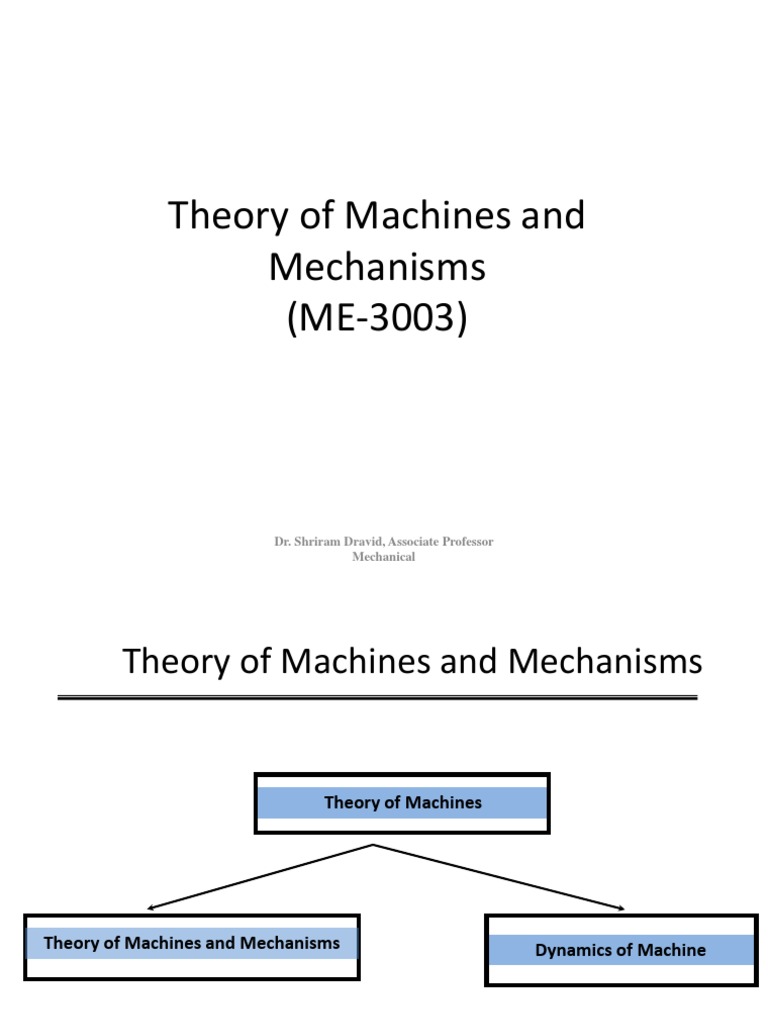 Theory of Machines Overview | PDF | Machines | Kinematics