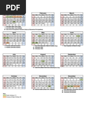 2018 Holiday Calendar