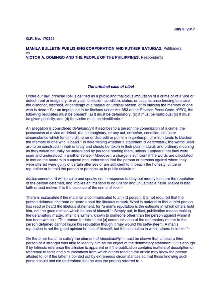 Elements of Libel PDF Defamation Common Law